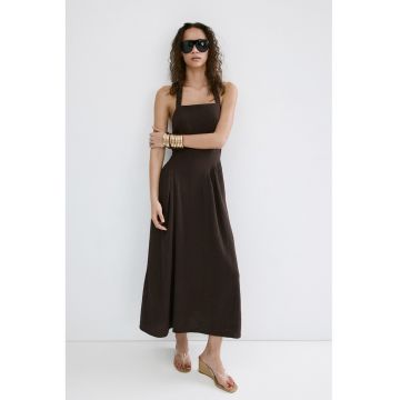 Rochie din bumbac cu decupaj pe partea din spate - Maro inchis