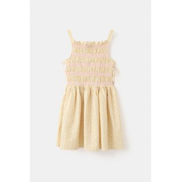 Rochie din bumbac si in cu imprimeu - Galben/Roz/Bej deschis