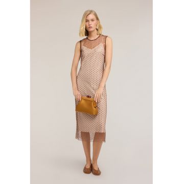 Rochie din plasa cu broderie cu paiete - Piersica