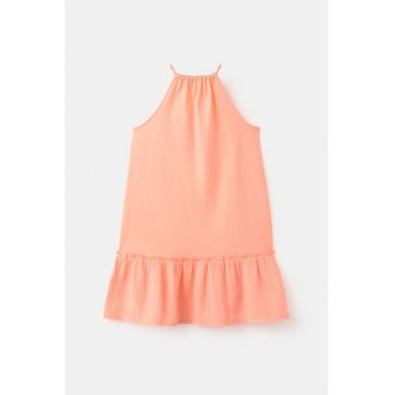 Rochie eavzata din bumbac - Portocaliu pal