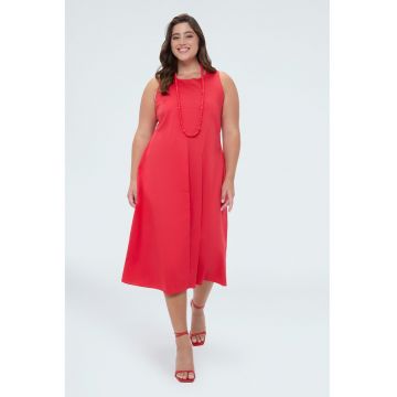 Rochie evazata cu fermoar - Rosu vermillion