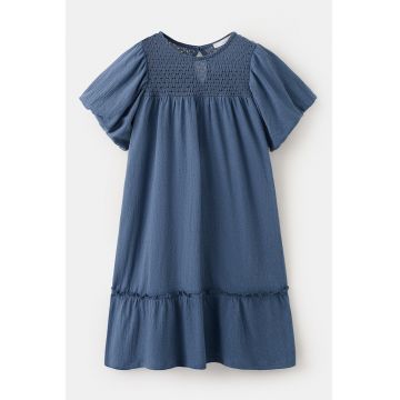 Rochie evazata cu maneci scurte - Bleumarin