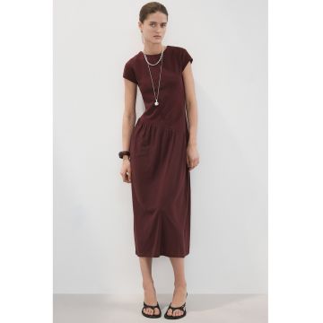 Rochie evazata cu maneci scurte - Visiniu