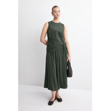 Rochie evazata din amestec de lyocell - Verde padure