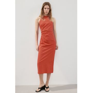 Rochie fara maneci cu fronseuri - Rosu