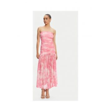 Rochie  floral - roz - poliester si elastan
