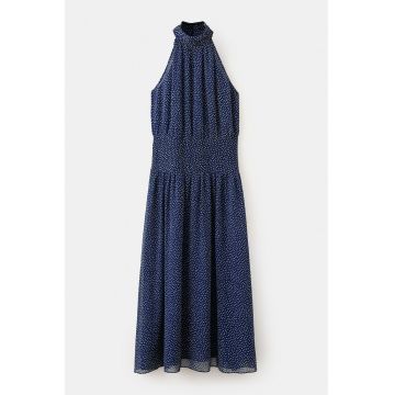 Rochie halter cu buline - Alb/Albastru inchis
