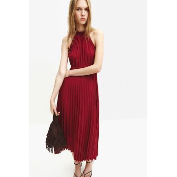 Rochie halter cu pliuri - Rosu