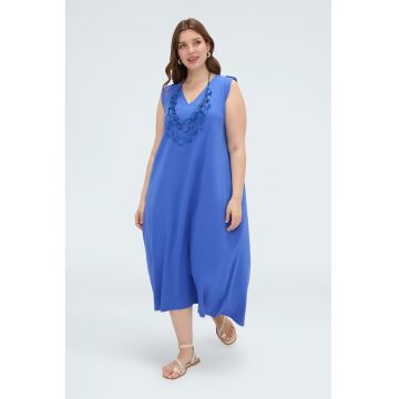 Rochie lejera din amestec de bumbac - Albastru royal