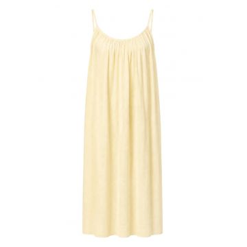 Rochie Maxi -  A-line - galben lamaie - lyocell si poliester - fara maneci - captusita