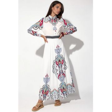 Rochie Maxi -  Alb - Maneci lungi