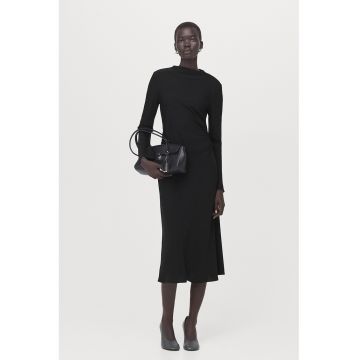 Rochie midi cu drapaj - Negru