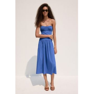 Rochie midi fara bretele - Albastru electric