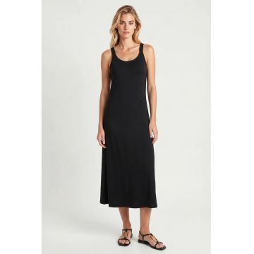 Rochie Midi - Happiness Istanbul - Casual - Negru - Bumbac-Elastan