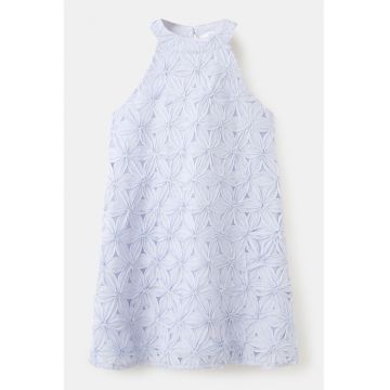 Rochie mini cu aplicatii florale - Albastru deschis