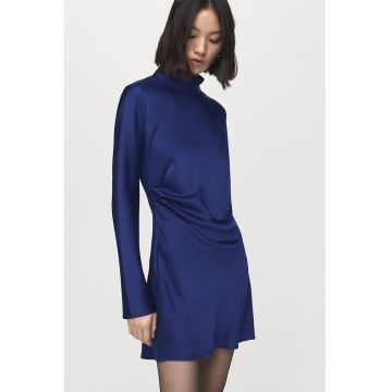 Rochie mini de satin - Albastru indigo