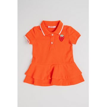 Rochie polo cu aplicatie cu model capsune - Rosu