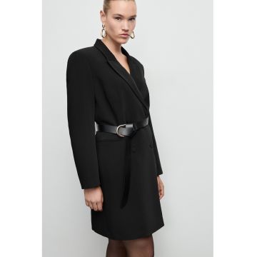 Rochie-sacou cu doua randuri de nasturi - Negru