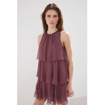 Rochie scurta cu volane - Violet tyrian