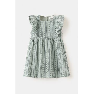 Rochie scurta evazata - Albastru ultramarin/Verde pal