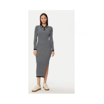 Rochie tricotata -  bleumarin - 90% bumbac - 10% lana -