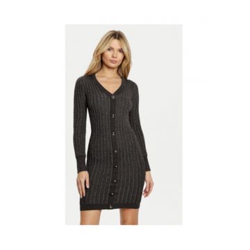 Rochie Tricotata Cu Maneca Lunga Si Nasturi