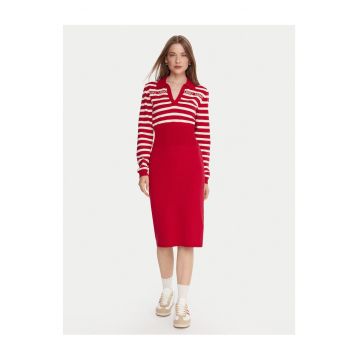 Rochie  tricotata - dungi - rosie - 62% viscoza -