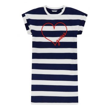 Rochie-tricou cu dungi - Rosu/Alb/Albastru ultramarin