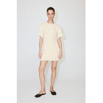 Rochie-tricou cu fonseuri - Galben pal