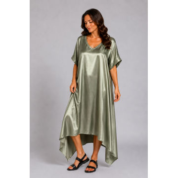 Rochie verde menta din vascoza cu aspect satinat