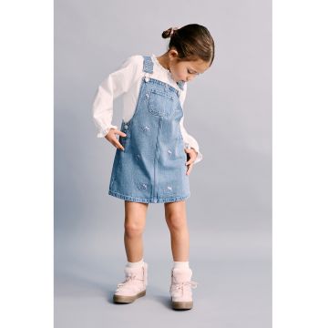 Sarafan cu broderie Hello Kitty - Albastru deschis