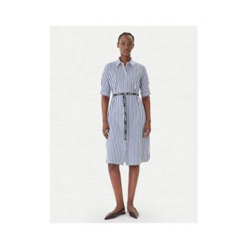 Rochie camasa Dama -  bleumarin - dungi - 69% bumbac