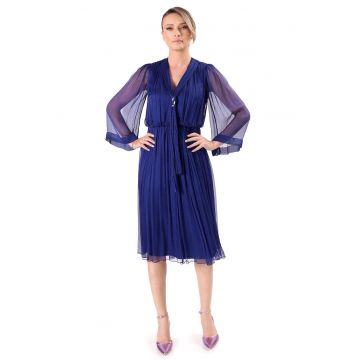 Rochie de seara din voal de matase naturala - Bleumarin