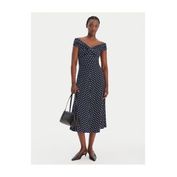 Rochie de zi -  bleumarin - poliester - fermoar