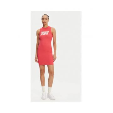 Rochie de zi -  coral - 95% bumbac - 5% elastan