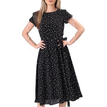 Rochie eleganta din viscoza imprimata cu picouri - Negru