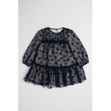 Rochie evazata cu model - Bleumarin