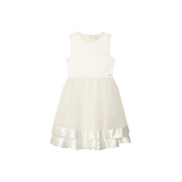 Rochie fete -  poliester - alb - fermoar