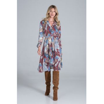 Rochie  M838 - midi - cu imprimeu floral - viscoza - multicolor
