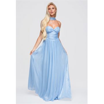 Rochie maxi eleganta cu corset - ramite detasabile si spate descoperit LA-OM-DLR408 - Albastru
