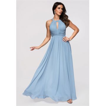 Rochie maxi evazata din chiffon - Pentru Femei - Albastru