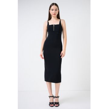 Rochie midi cambrata - Negru