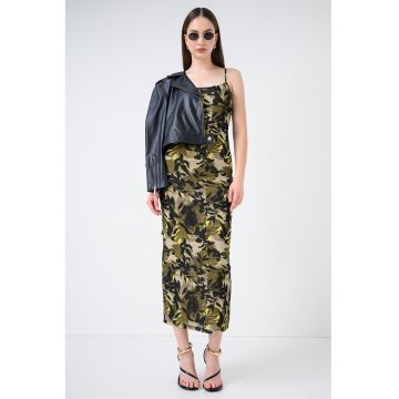 Rochie midi din tul cu imprimeu - Verde/Negru