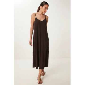 Rochie Midi Happiness Istanbul - Croiala Lejera - Maro - poliester/bumbac