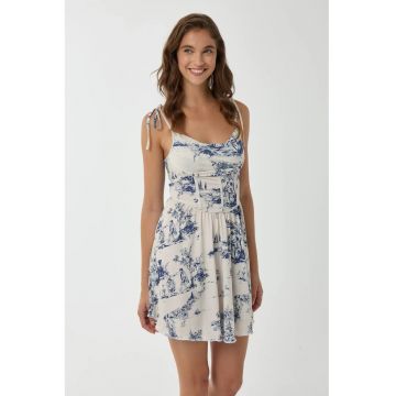 Rochie mini -  imprimeu modern - albastra