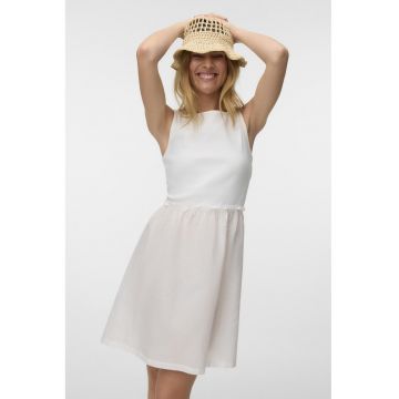 Rochie scurta cu croiala in A - Alb murdar