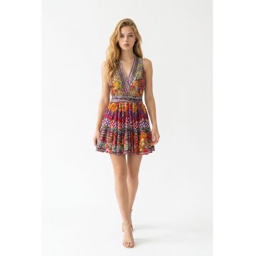 Rochie scurta din bumbac imprimat