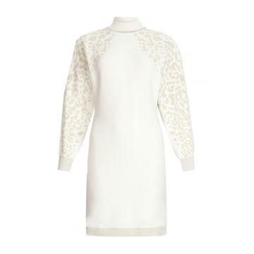 Rochie tricotata cambrata - Alb/Auriu