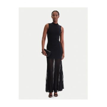 Rochie tricotata -  fermoar - negru - 65% viscoza reciclata - 33% nailon - 2% elastan