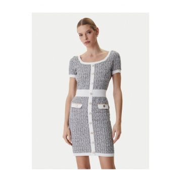 Rochie tricotata -  gri - 50% bumbac - 36% acril - 12% poliamida - 1% elastan - 1% fibra metalica